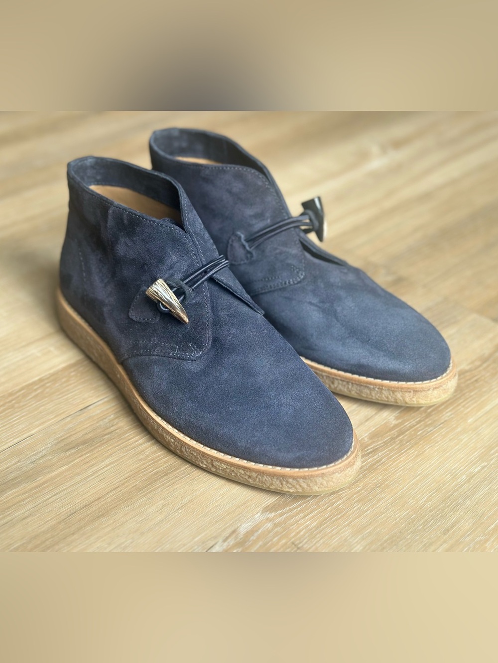 Trask Carissa Desert Blue Suede Toggle Womens Chukka Boots SlipOn Loafers Sz 8M